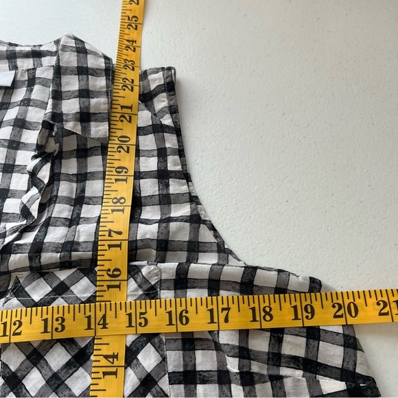 J. Jill Black White Button Down Blouse Tie Front sleeveless Shirt Top Gingham - Picture 6 of 6